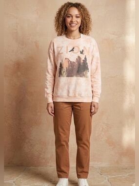 Zion National Park Graphic Sweatshirt – Tie Dye Peach/Tan – Women’s Large